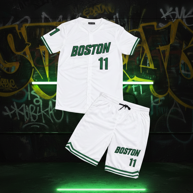 Completino BOSTON bianco-verde