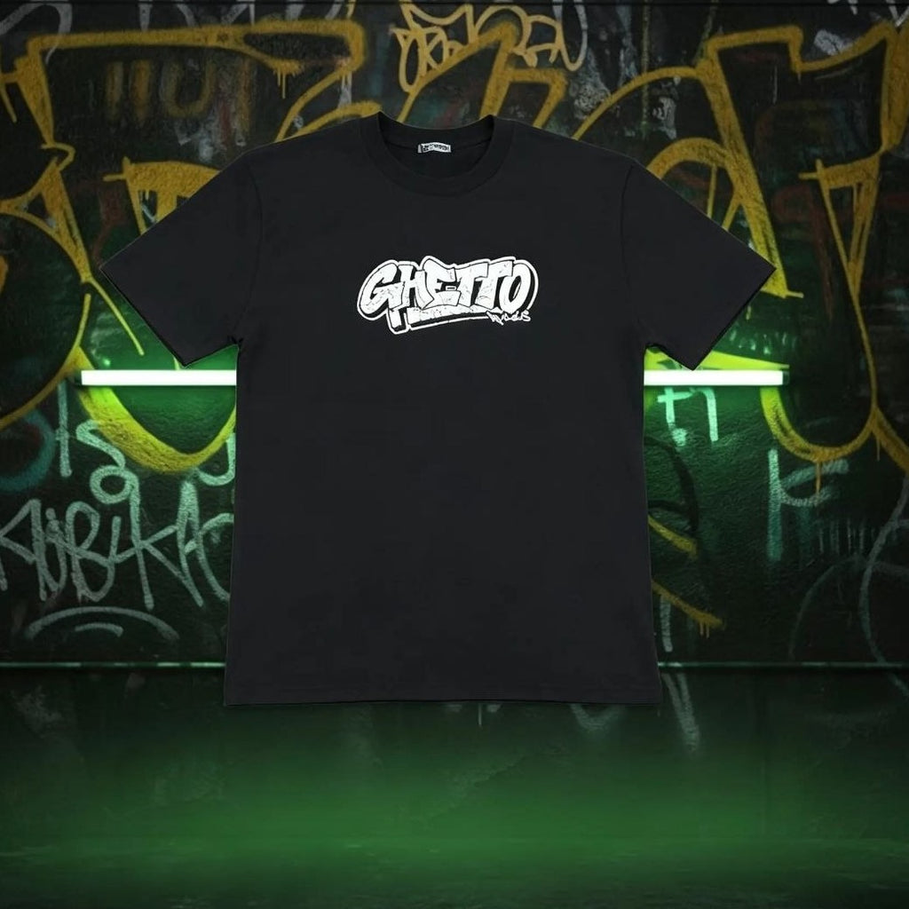 T-shirt GHETTO RULES nera