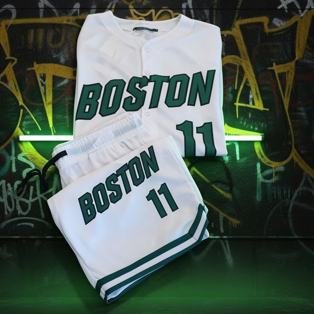 Completino BOSTON bianco-verde