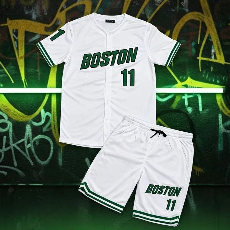 Completino BOSTON bianco-verde