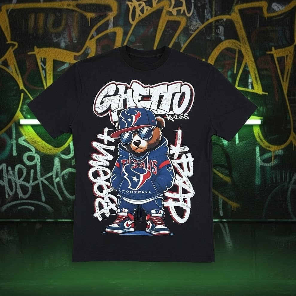 T-shirt GHETTO RULES nera